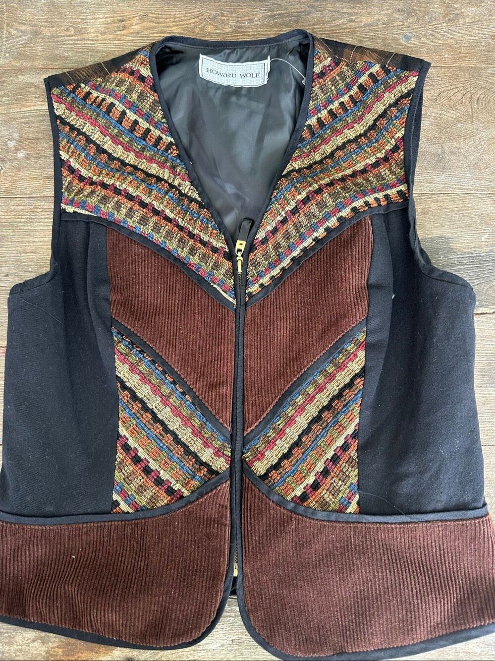 Vintage Howard Wolf Southwestern Hunting Vest Corduroy Tapestry Pheasant Size 6